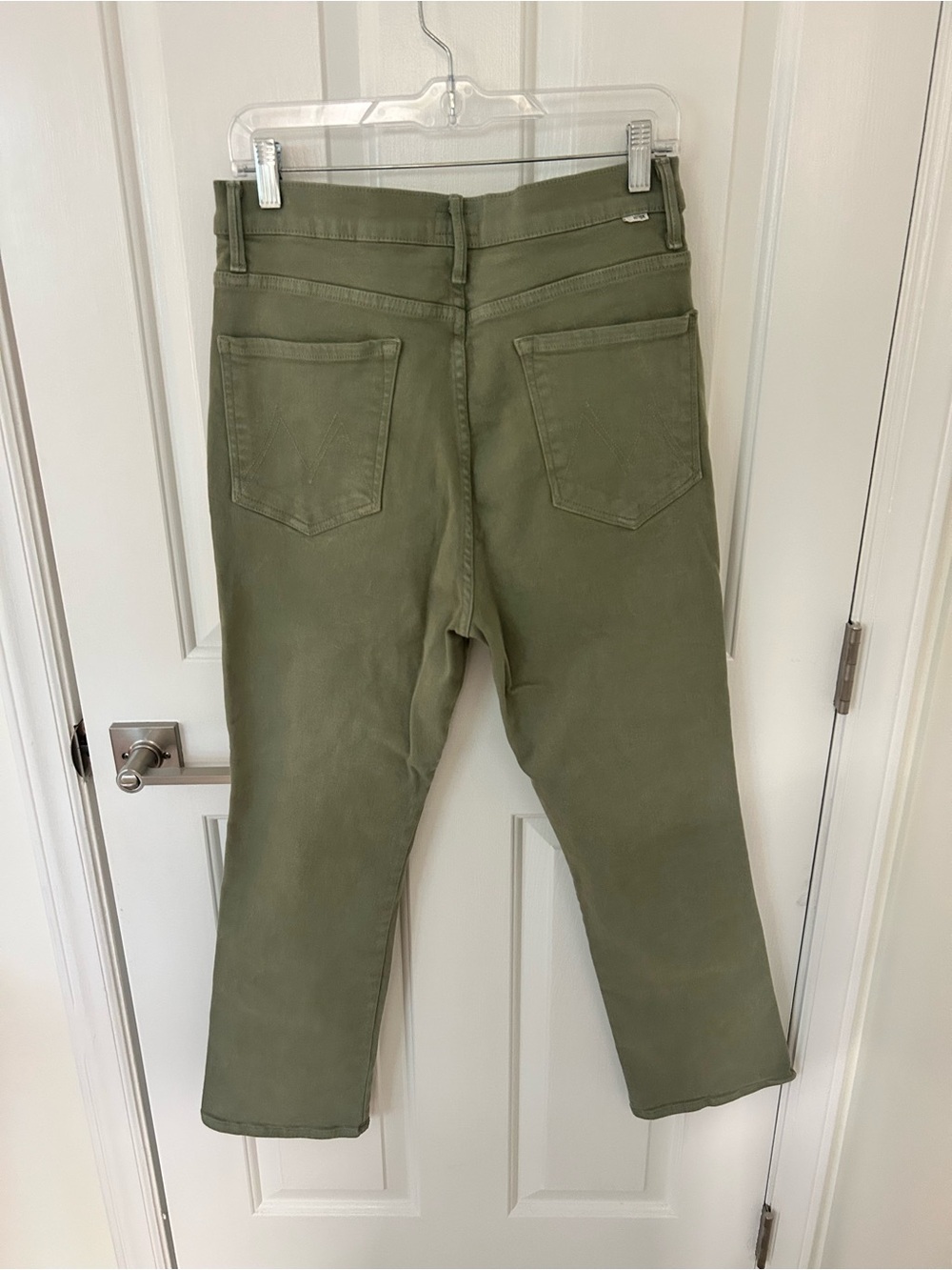 Mother High Waisted Smokin Double Ankle Jeans Oil Green - Picture 3 of 7